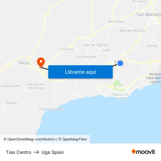 Tías Centro to Uga Spain map