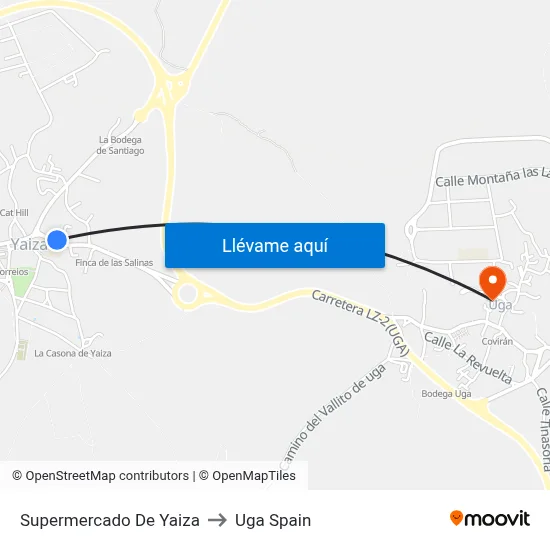 Supermercado De Yaiza to Uga Spain map