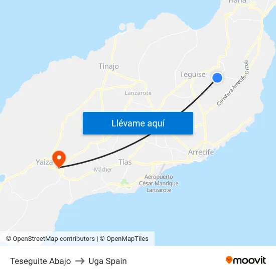 Teseguite Abajo to Uga Spain map