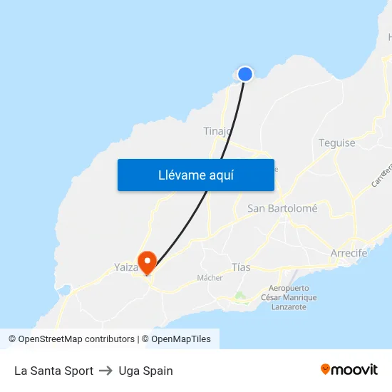 La Santa Sport to Uga Spain map