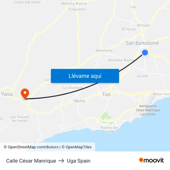 Calle César Manrique to Uga Spain map