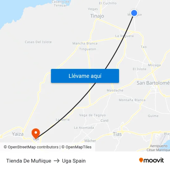 Tienda De Muñique to Uga Spain map