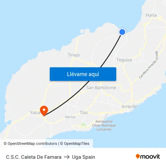 C.S.C. Caleta De Famara to Uga Spain map