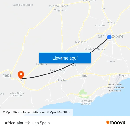 África Mar to Uga Spain map