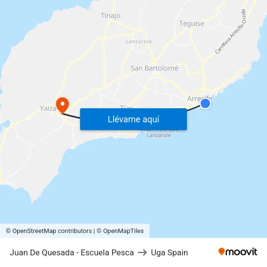 Juan De Quesada - Escuela Pesca to Uga Spain map