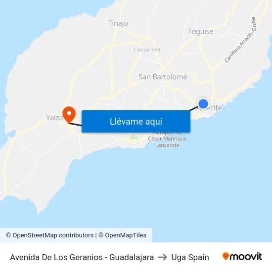 Avenida De Los Geranios - Guadalajara to Uga Spain map