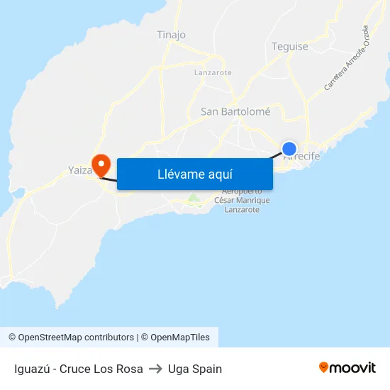 Iguazú - Cruce Los Rosa to Uga Spain map