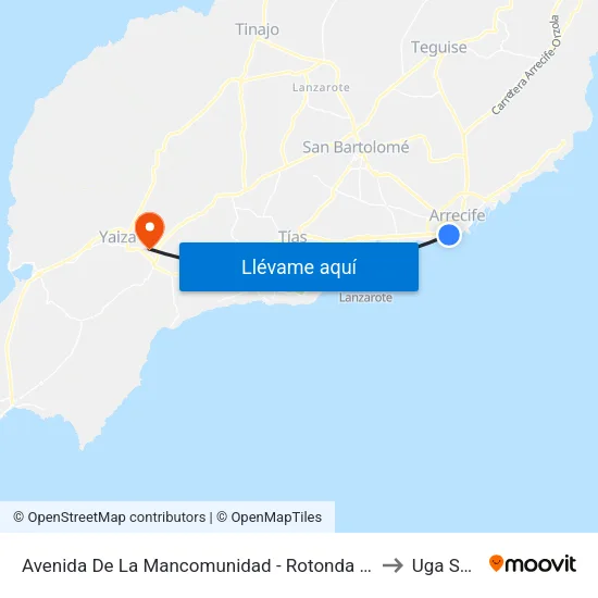 Avenida De La Mancomunidad - Rotonda Gran Hotel to Uga Spain map