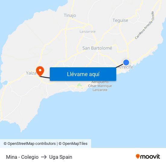 Mina - Colegio to Uga Spain map