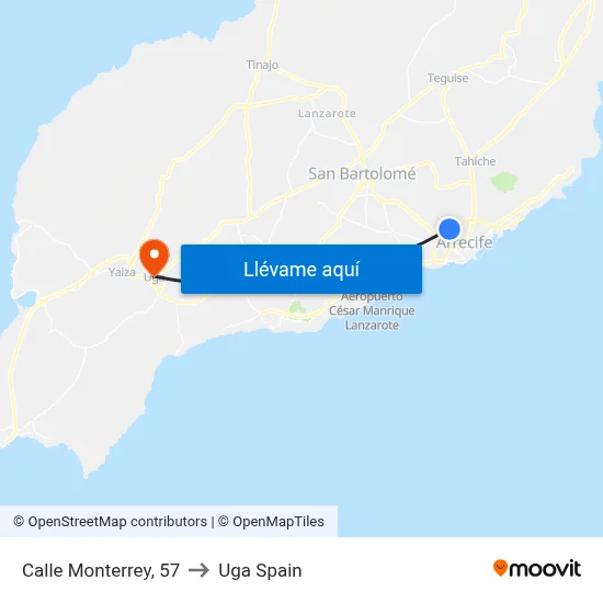 Calle Monterrey, 57 to Uga Spain map