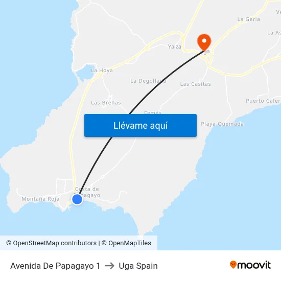 Avenida De Papagayo 1 to Uga Spain map