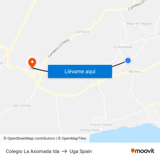 Colegio La Asomada Ida to Uga Spain map