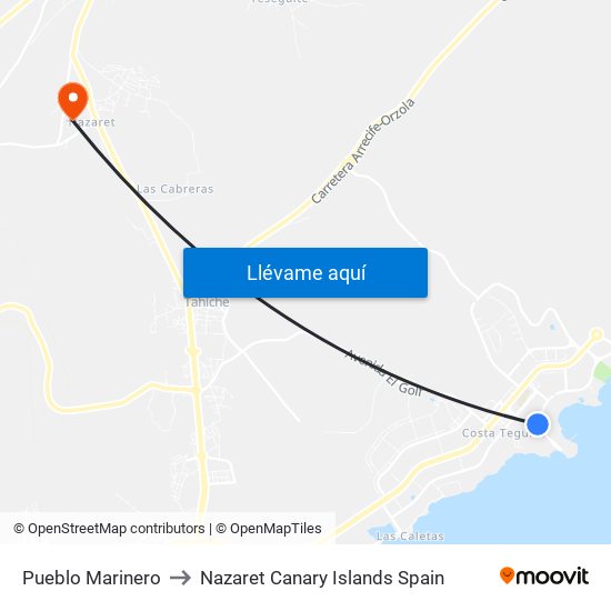 Pueblo Marinero to Nazaret Canary Islands Spain map