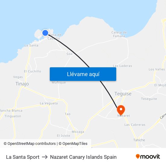 La Santa Sport to Nazaret Canary Islands Spain map