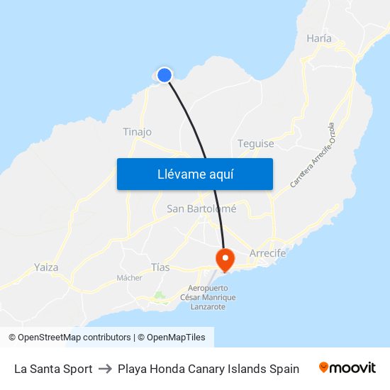 La Santa Sport to Playa Honda Canary Islands Spain map