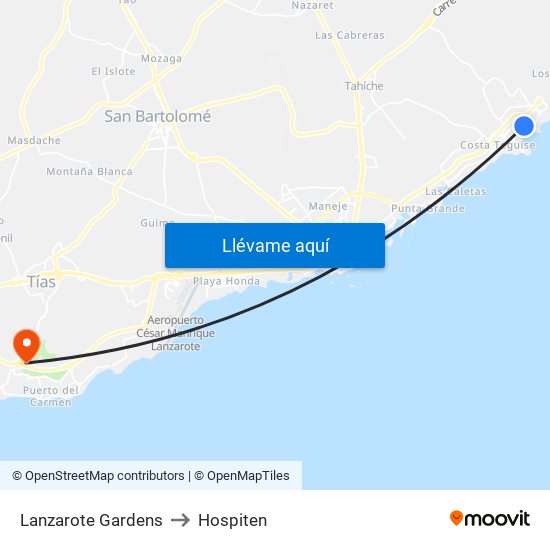 Lanzarote Gardens to Hospiten map