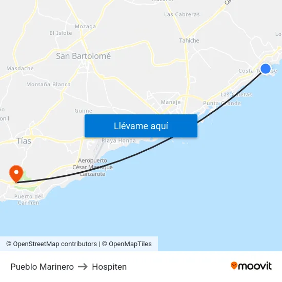 Pueblo Marinero to Hospiten map