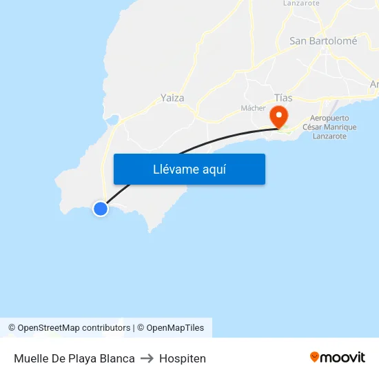 Muelle De Playa Blanca to Hospiten map