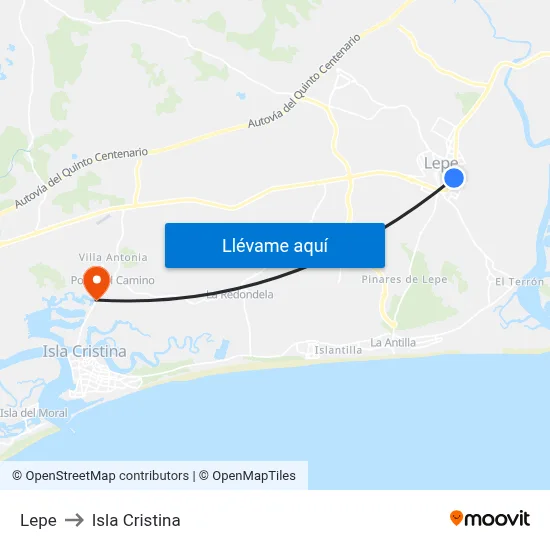 Lepe to Isla Cristina map