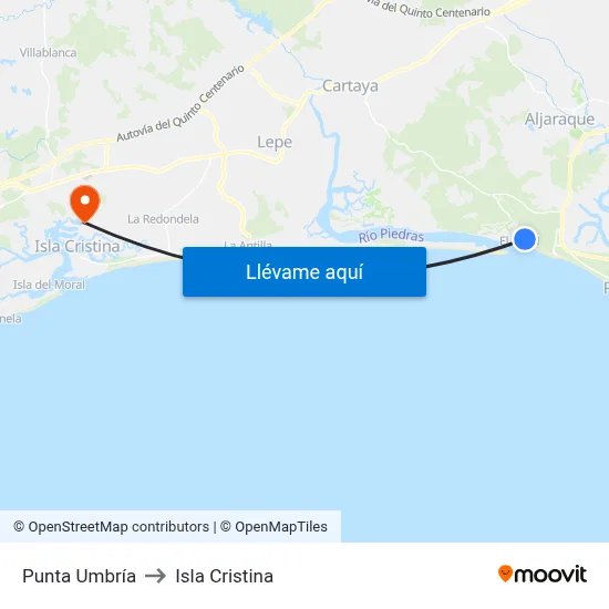 Punta Umbría to Isla Cristina map