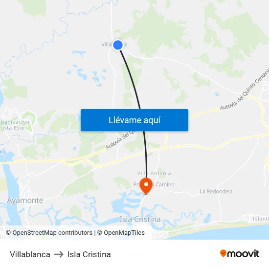 Villablanca to Isla Cristina map
