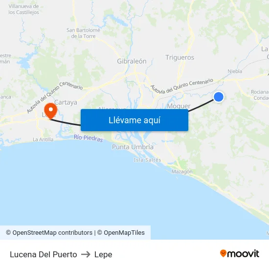 Lucena Del Puerto to Lepe map