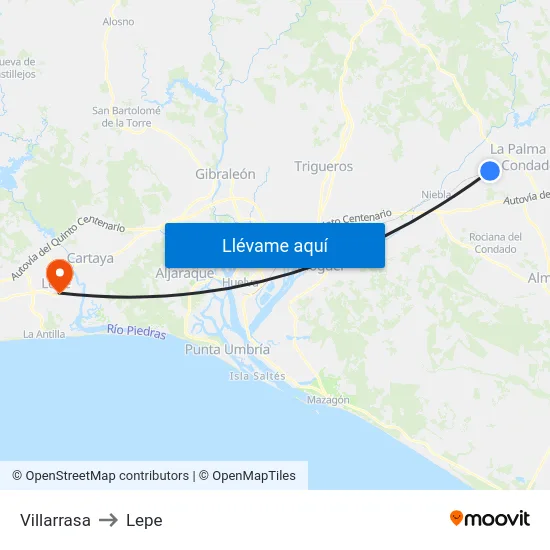 Villarrasa to Lepe map