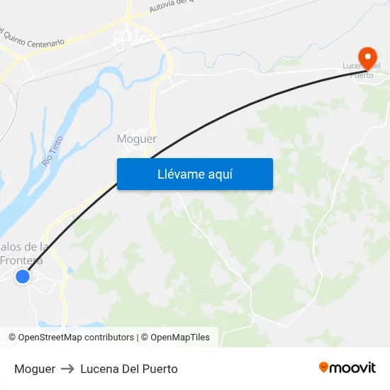 Moguer to Lucena Del Puerto map