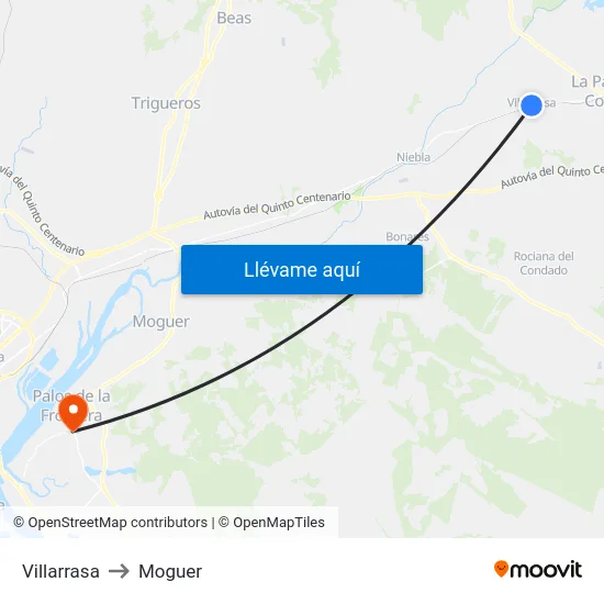 Villarrasa to Moguer map