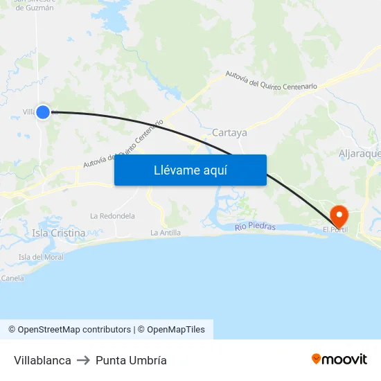 Villablanca to Punta Umbría map