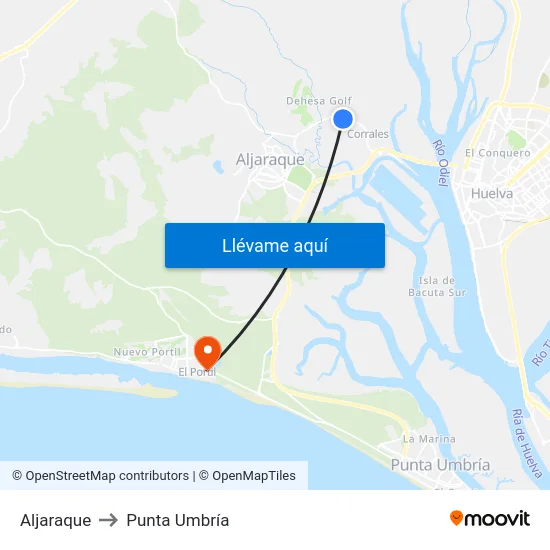 Aljaraque to Punta Umbría map