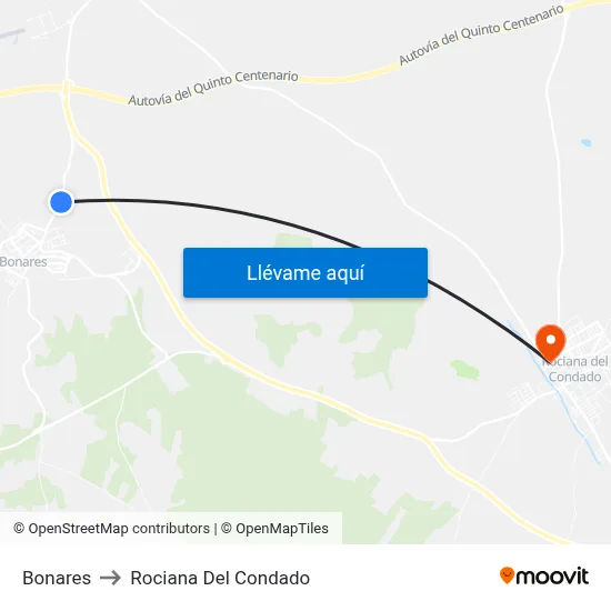 Bonares to Rociana Del Condado map