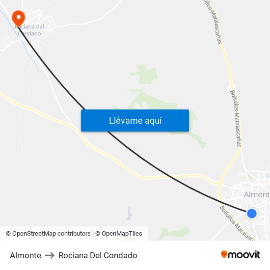 Almonte to Rociana Del Condado map