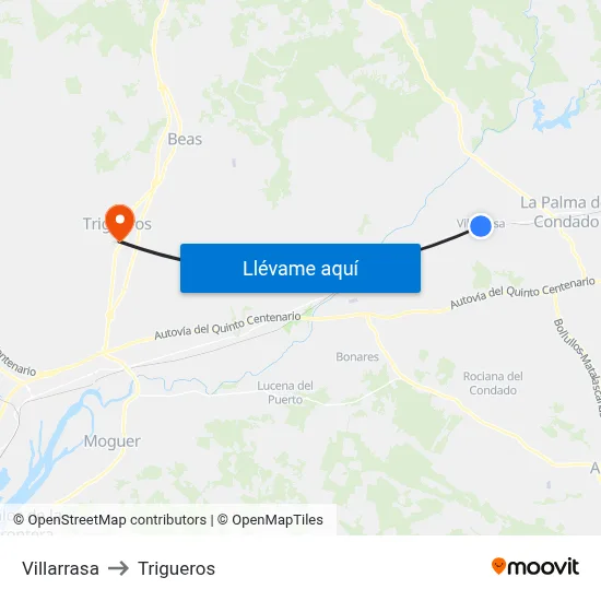 Villarrasa to Trigueros map