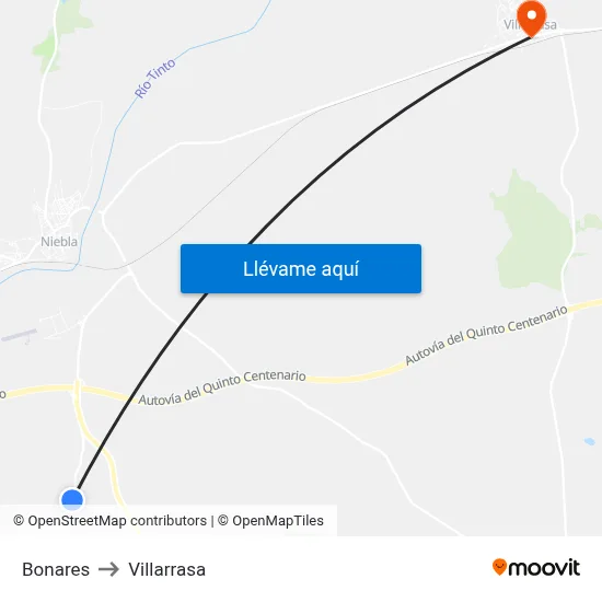 Bonares to Villarrasa map