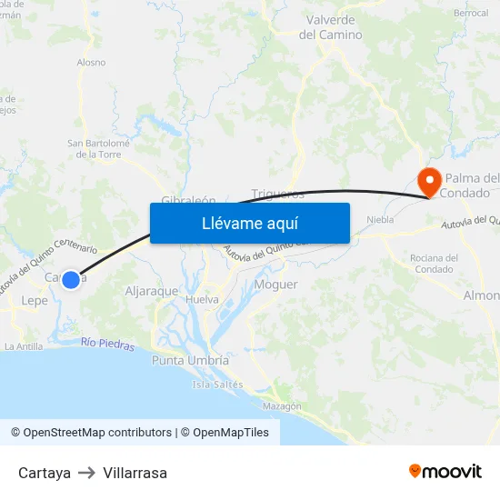 Cartaya to Villarrasa map