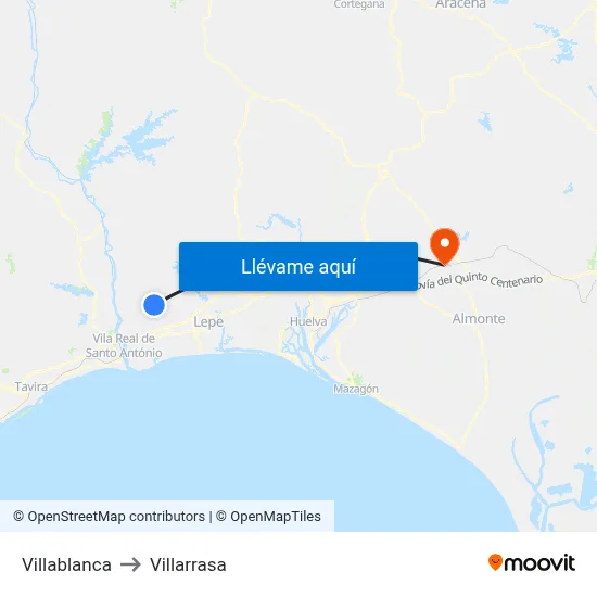 Villablanca to Villarrasa map