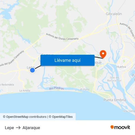 Lepe to Aljaraque map