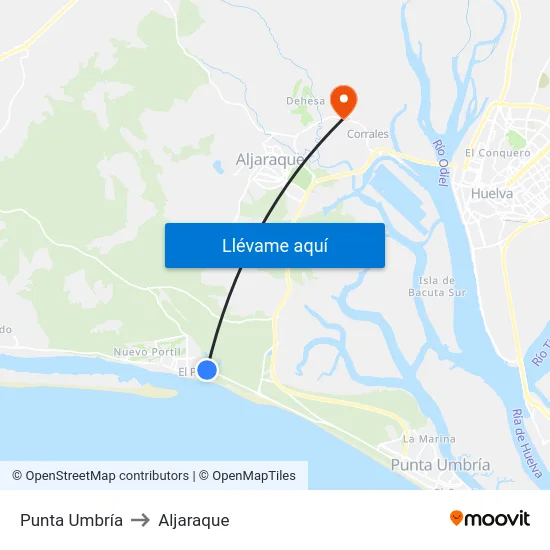 Punta Umbría to Aljaraque map