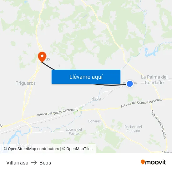 Villarrasa to Beas map