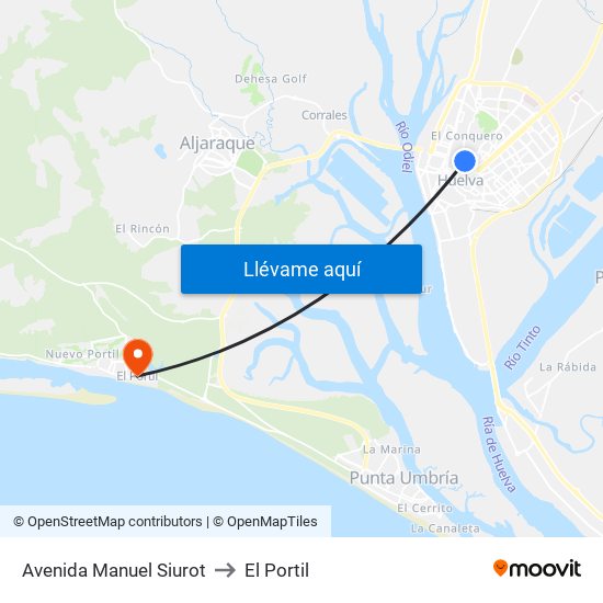Avenida Manuel Siurot to El Portil map