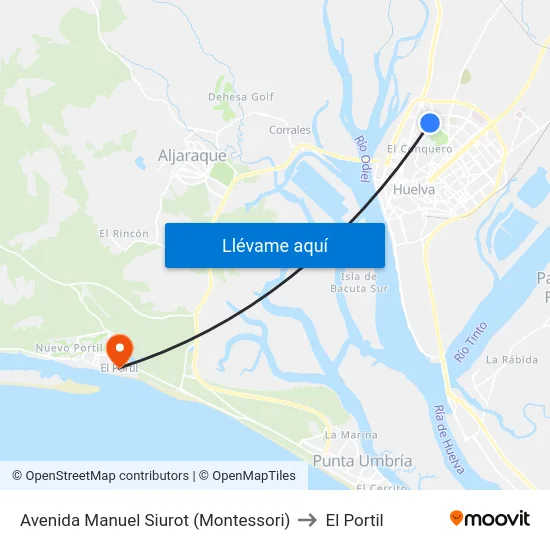 Avenida Manuel Siurot (Montessori) to El Portil map