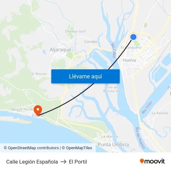 Calle Legión Española to El Portil map