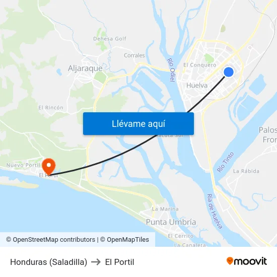 Honduras (Saladilla) to El Portil map