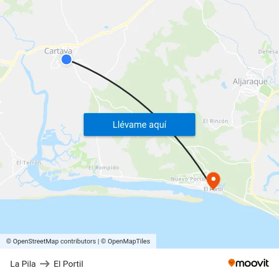 La Pila to El Portil map