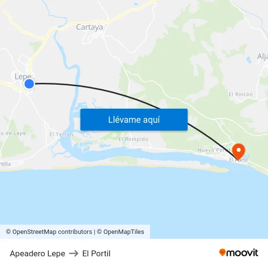 Apeadero Lepe to El Portil map