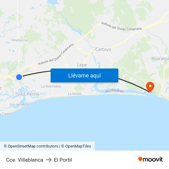Cce. Villablanca to El Portil map