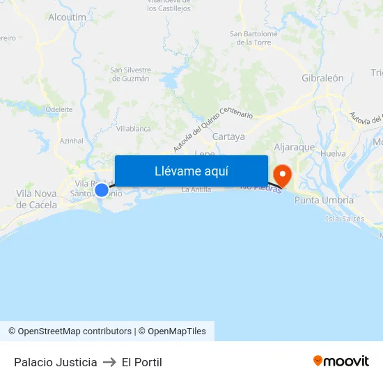 Palacio Justicia to El Portil map