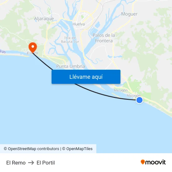 El Remo to El Portil map