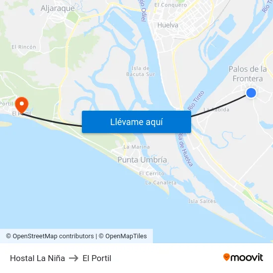 Hostal La Niña to El Portil map